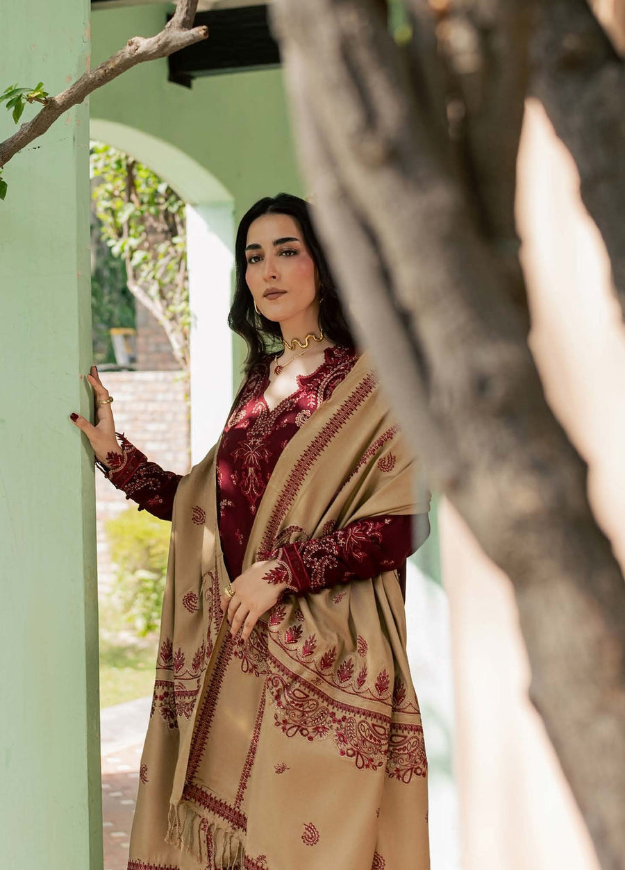 NUREH Exclusive Embroidered Leather Peach Unstitched 3Pc Suit NE-298