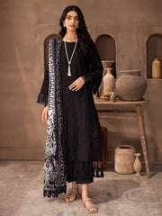 NUREH Koyal Monochrome Unstitched Chikankari Lawn 3Pc Suit B-01