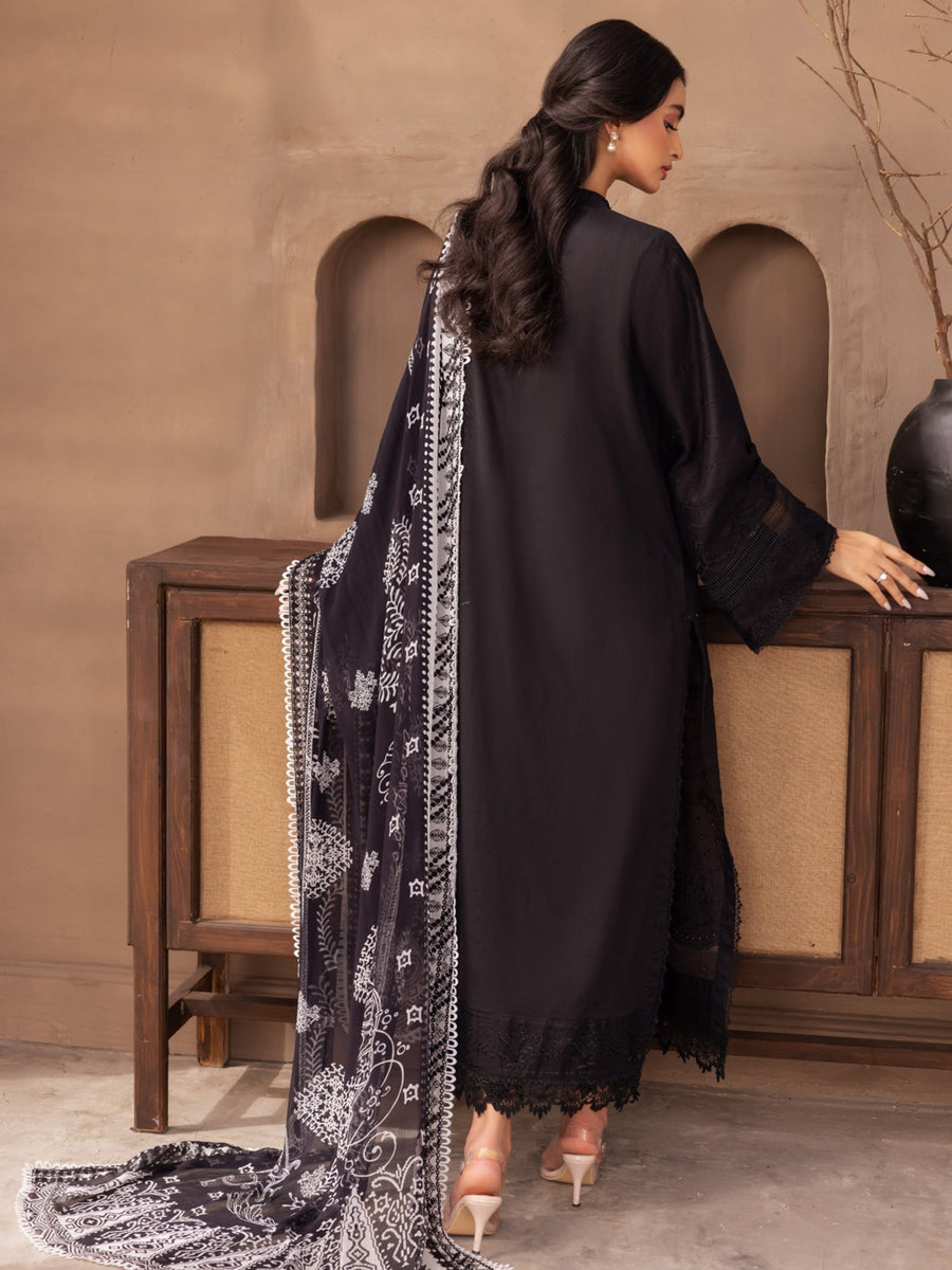 NUREH Koyal Monochrome Unstitched Chikankari Lawn 3Pc Suit B-04