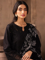 NUREH Koyal Monochrome Unstitched Chikankari Lawn 3Pc Suit B-05