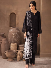 NUREH Koyal Monochrome Unstitched Chikankari Lawn 3Pc Suit B-05
