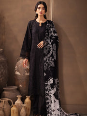 NUREH Koyal Monochrome Unstitched Chikankari Lawn 3Pc Suit B-05