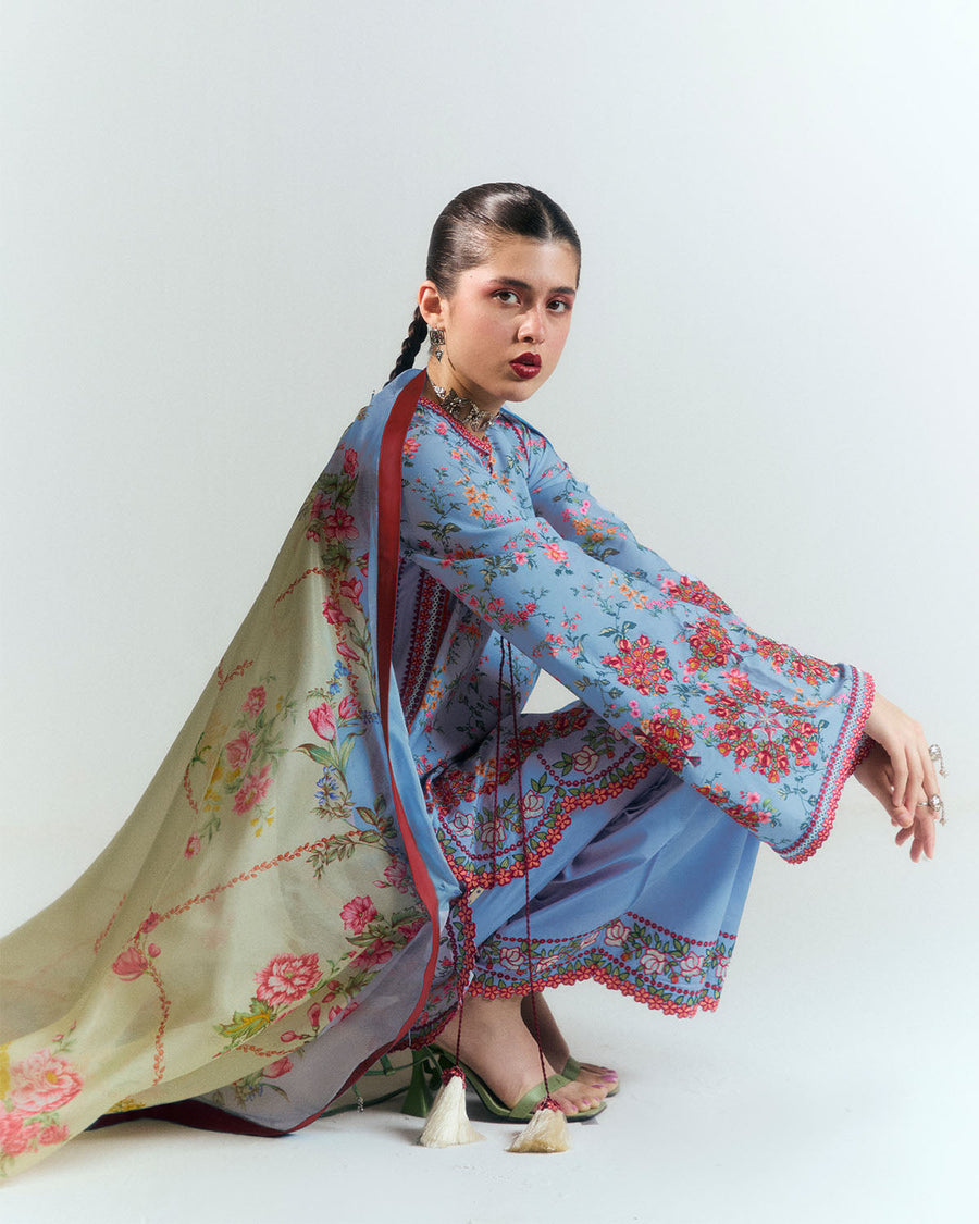 Jugnu by Hussain Rehar Unstitched Embroidered Lawn 3Pc Suit - Nyami