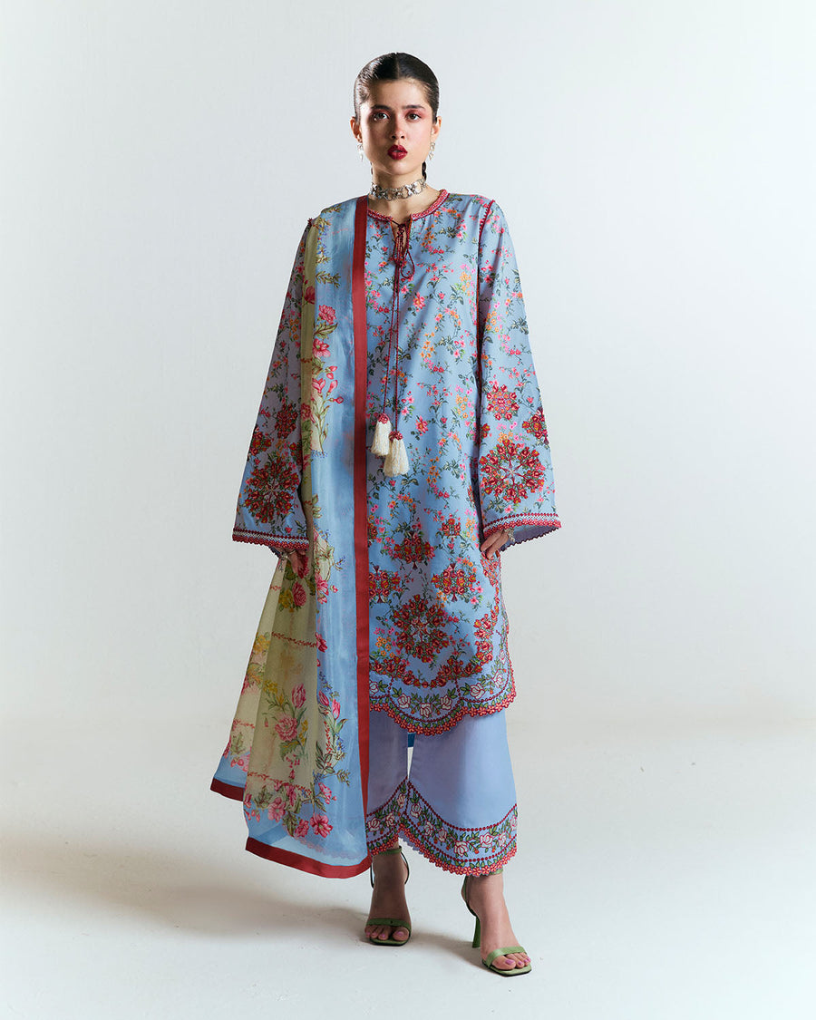 Jugnu by Hussain Rehar Unstitched Embroidered Lawn 3Pc Suit - Nyami