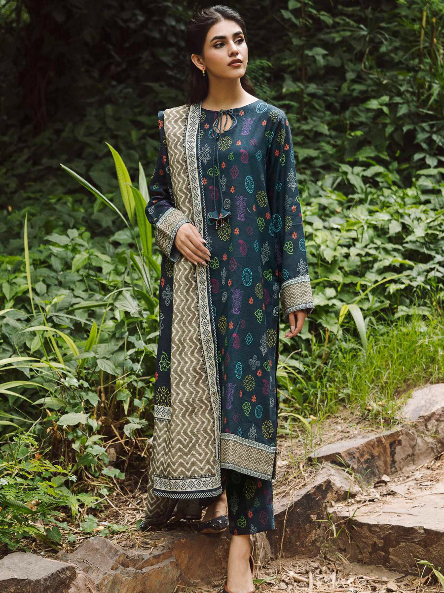 Rang by Motifz Digital Printed Khaddar Unstitched 3Pc Suit 4345-OBSIDIAN