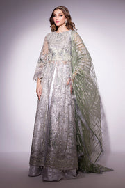 Best of Mushq Embroidered Net Unstitched 3Pc Suit BOM-01 Ocean Wave