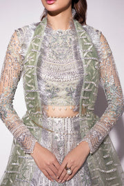 Best of Mushq Embroidered Net Unstitched 3Pc Suit BOM-01 Ocean Wave