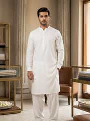 Tycoon by Fabrieco Men's Unstitched Soft Blended Suit - Off White