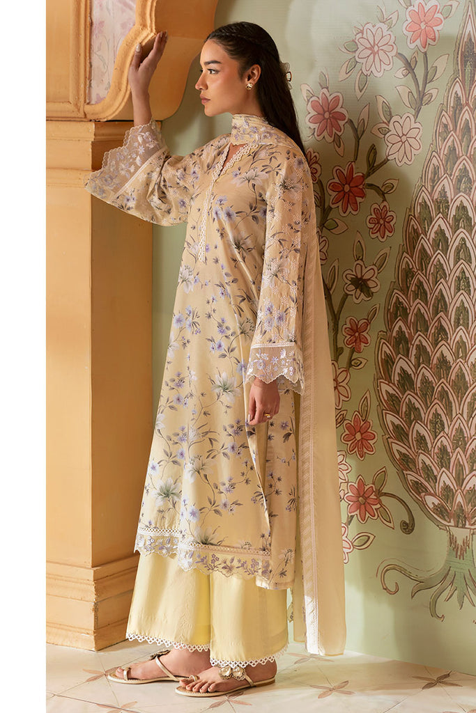 Cross Stitch Premium Embroidered Lawn Unstitched 3Pc Suit - OLIVE MUSE