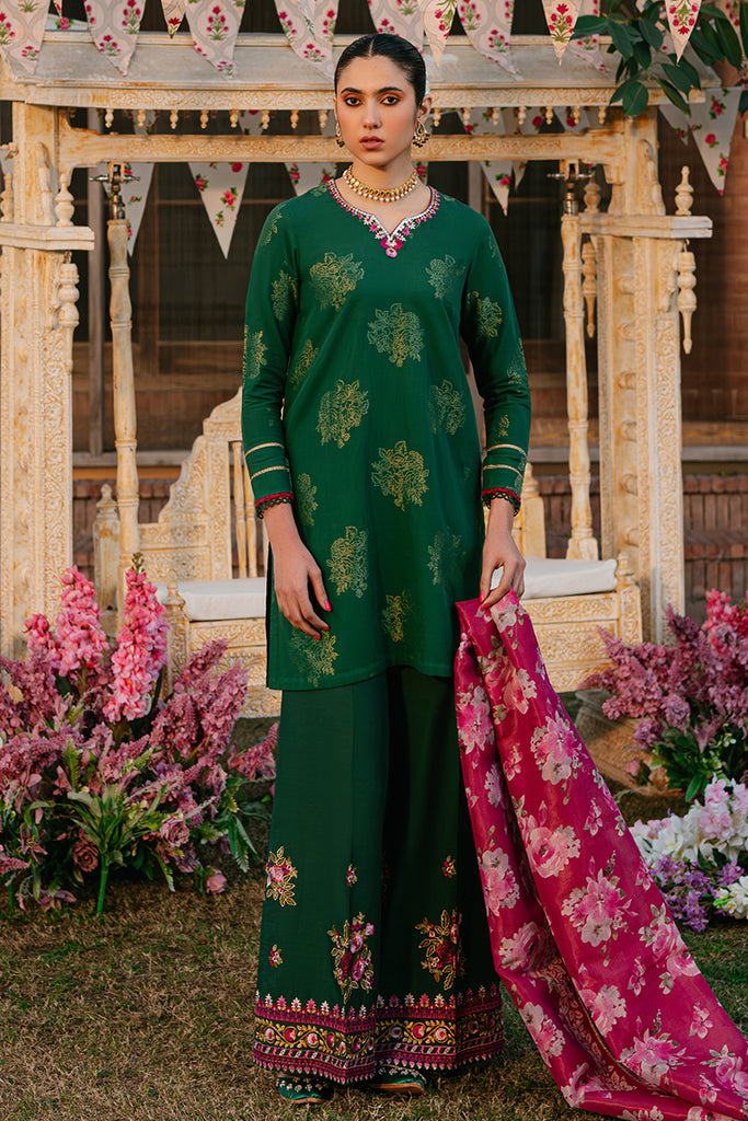 Cross Stitch Eid Lawn Unstitched Embroidered 3Pc Suit D-09 Opulent Green
