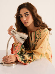 Faiza Faisal Reve Festive Pret Printed Grip Silk 2Pc Suit - ORIYA