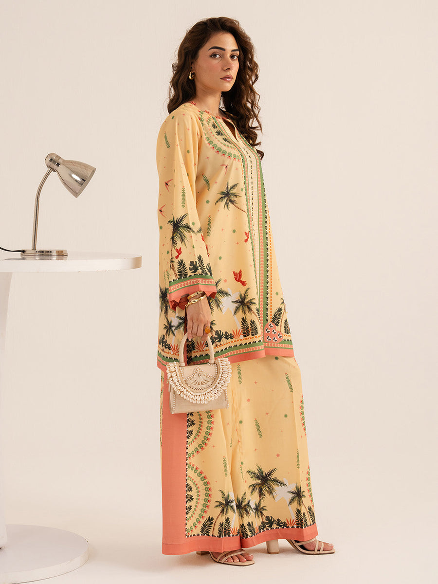 Faiza Faisal Reve Festive Pret Printed Grip Silk 2Pc Suit - ORIYA