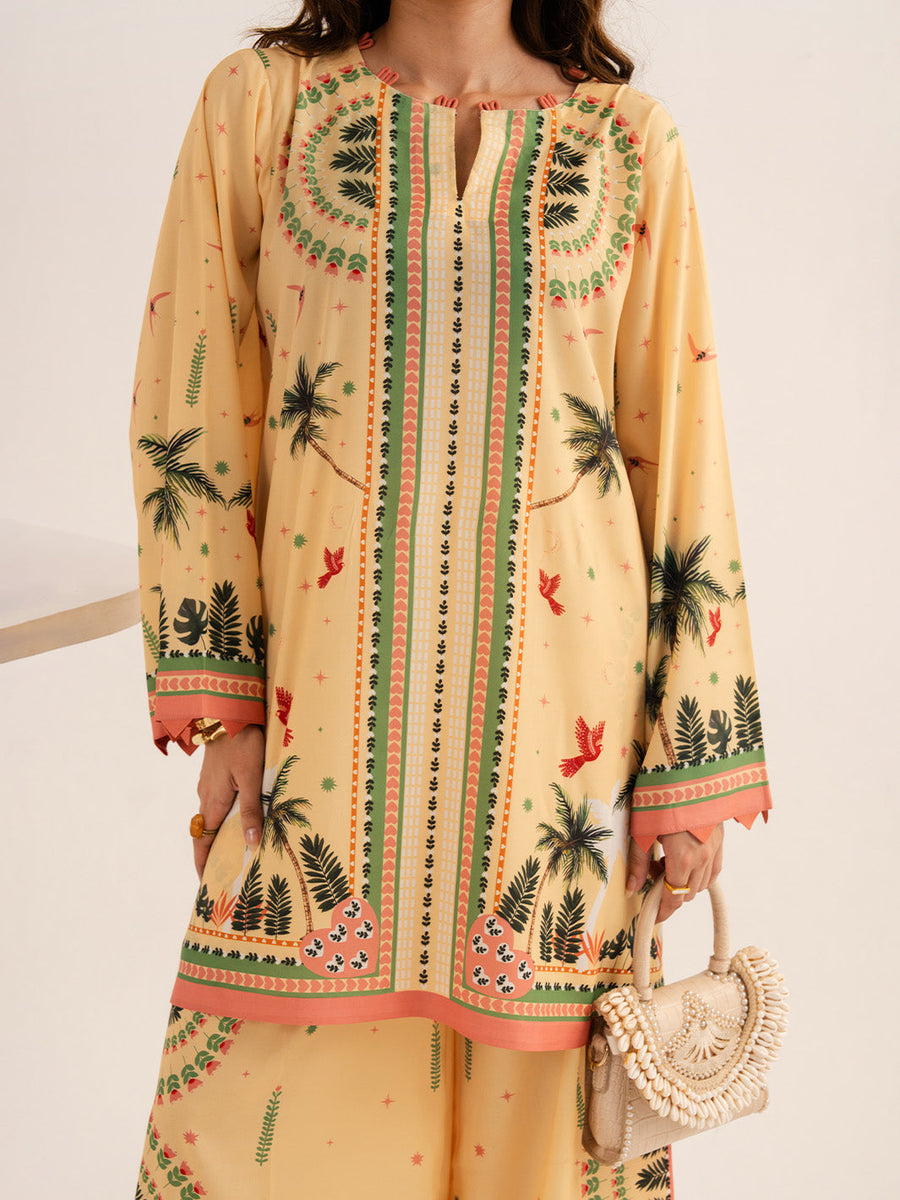 Faiza Faisal Reve Festive Pret Printed Grip Silk 2Pc Suit - ORIYA