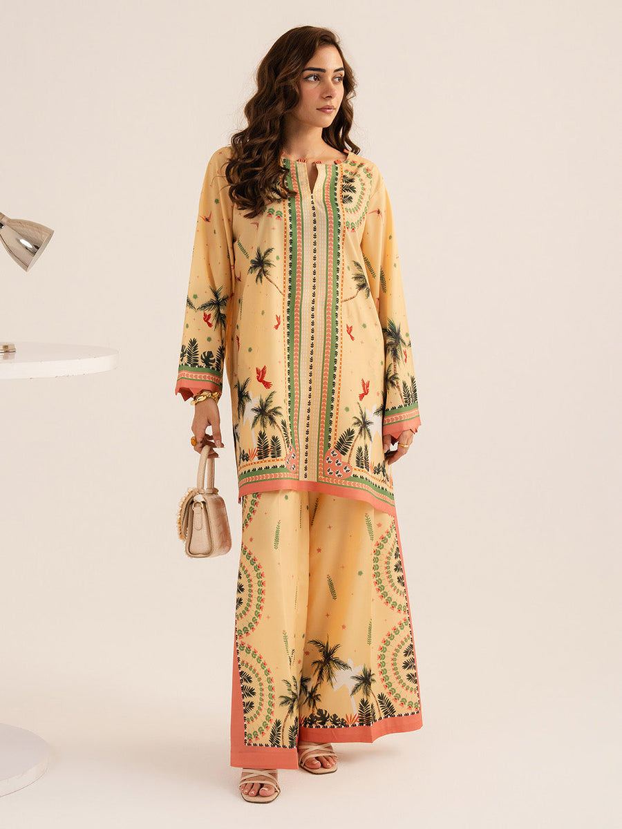 Faiza Faisal Reve Festive Pret Printed Grip Silk 2Pc Suit - ORIYA