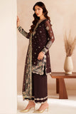 Farasha Luxury Embroidered Chiffon Unstitched 3Pc Suit - Oak Charm
