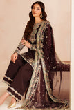 Farasha Luxury Embroidered Chiffon Unstitched 3Pc Suit - Oak Charm
