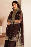 Farasha Luxury Embroidered Chiffon Unstitched 3Pc Suit - Oak Charm