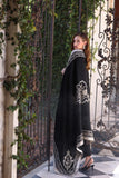 Noor by Saadia Asad Embroidered Linen Unstitched 3Pc Suit D-07 Obsidian