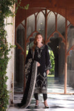 Noor by Saadia Asad Embroidered Linen Unstitched 3Pc Suit D-07 Obsidian