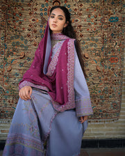 Hemline by Mushq Bukhara Embroidered Crepe Unstitched 3Pc Suit - Old City Bloom