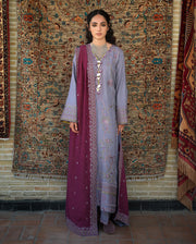 Hemline by Mushq Bukhara Embroidered Crepe Unstitched 3Pc Suit - Old City Bloom