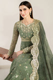 Farasha Fiorella Embroidered Chiffon Unstitched 3Pc Suit - Olive Aura
