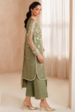 Farasha Luxury Embroidered Chiffon Unstitched 3Pc Suit - Olive Dazzle
