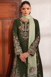 Farasha Meline Embroidered Viscose Unstitched 3Pc Suit - Olive Drape