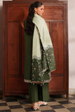 Farasha Meline Embroidered Viscose Unstitched 3Pc Suit - Olive Drape