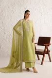 Farasha Luxury Formal Embroidered Chiffon Unstitched 3Pc Suit - Olive Luxe