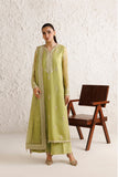 Farasha Luxury Formal Embroidered Chiffon Unstitched 3Pc Suit - Olive Luxe