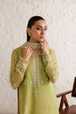 Farasha Luxury Formal Embroidered Chiffon Unstitched 3Pc Suit - Olive Luxe