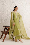 Farasha Luxury Formal Embroidered Chiffon Unstitched 3Pc Suit - Olive Luxe