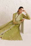 Farasha Luxury Formal Embroidered Chiffon Unstitched 3Pc Suit - Olive Luxe