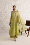 Farasha Luxury Formal Embroidered Chiffon Unstitched 3Pc Suit - Olive Luxe