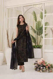 Feathers Premium Whisper of Elan Unstitched Lawn 3Pc Suit Olive Ode-FT673