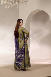 Feathers Premium Printed Lawn Unstitched 3Pc Suit Olive Orchard-FT646