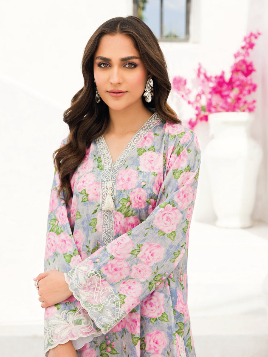 Faiza Faisal Aura Pret Embroidered Thai Silk 2Pc Suit - Omi