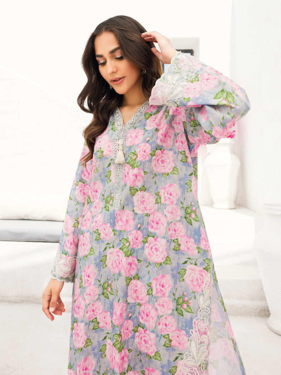 Faiza Faisal Aura Pret Embroidered Thai Silk 2Pc Suit - Omi