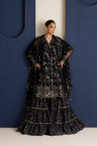 Farasha Luxury Formal Embroidered Net Unstitched 3Pc Suit - Onyx Royale