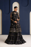 Farasha Luxury Formal Embroidered Net Unstitched 3Pc Suit - Onyx Royale