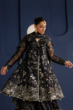 Farasha Luxury Formal Embroidered Net Unstitched 3Pc Suit - Onyx Royale