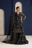 Farasha Luxury Formal Embroidered Net Unstitched 3Pc Suit - Onyx Royale