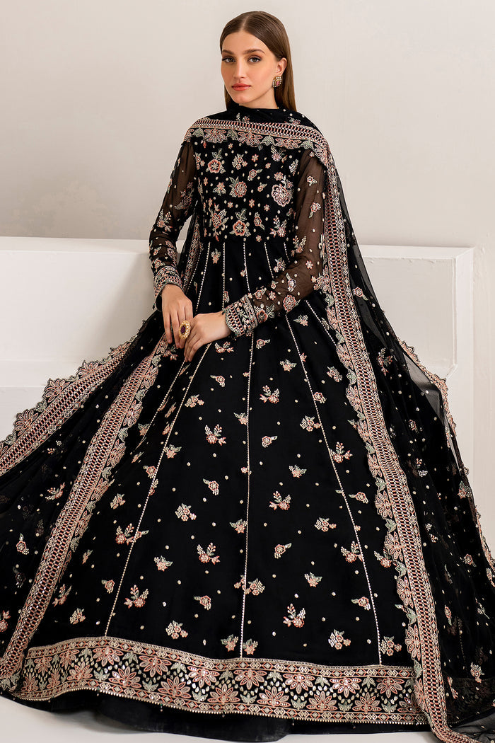 Farasha Luxury Formal Embroidered Chiffon Unstitched 3Pc Suit - Opaline