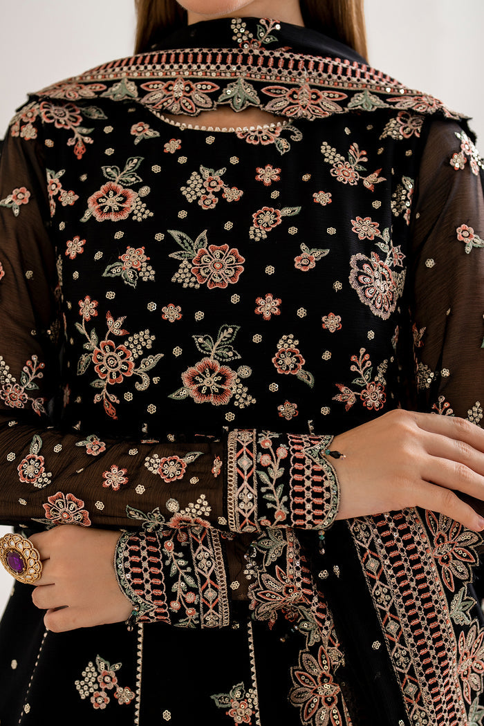 Farasha Luxury Formal Embroidered Chiffon Unstitched 3Pc Suit - Opaline