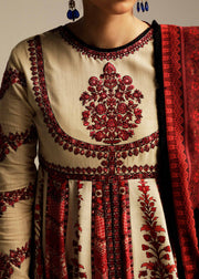 Hussain Rehar Embroidered Khaddar Unstitched 3Pc Suit - Opaline
