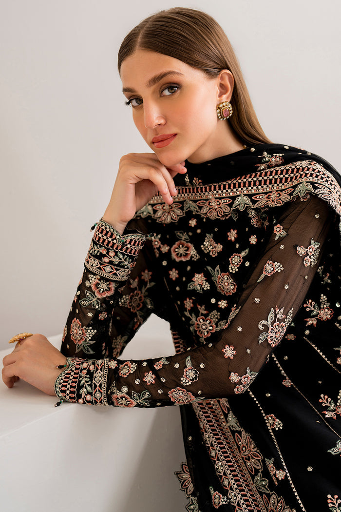 Farasha Luxury Formal Embroidered Chiffon Unstitched 3Pc Suit - Opaline