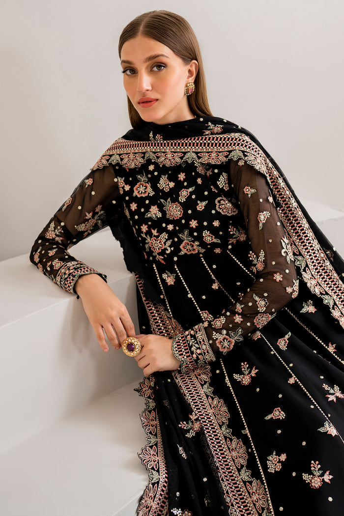 Farasha Luxury Formal Embroidered Chiffon Unstitched 3Pc Suit - Opaline