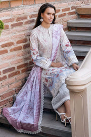 Afrozeh Damask The Holiday Unstitched Lawn 3Pc Suit AL-25-V2-02B OPALINE