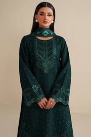 Farasha Winter Spell Embroidered Khaddar Unstitched 3Pc Suit - Opera